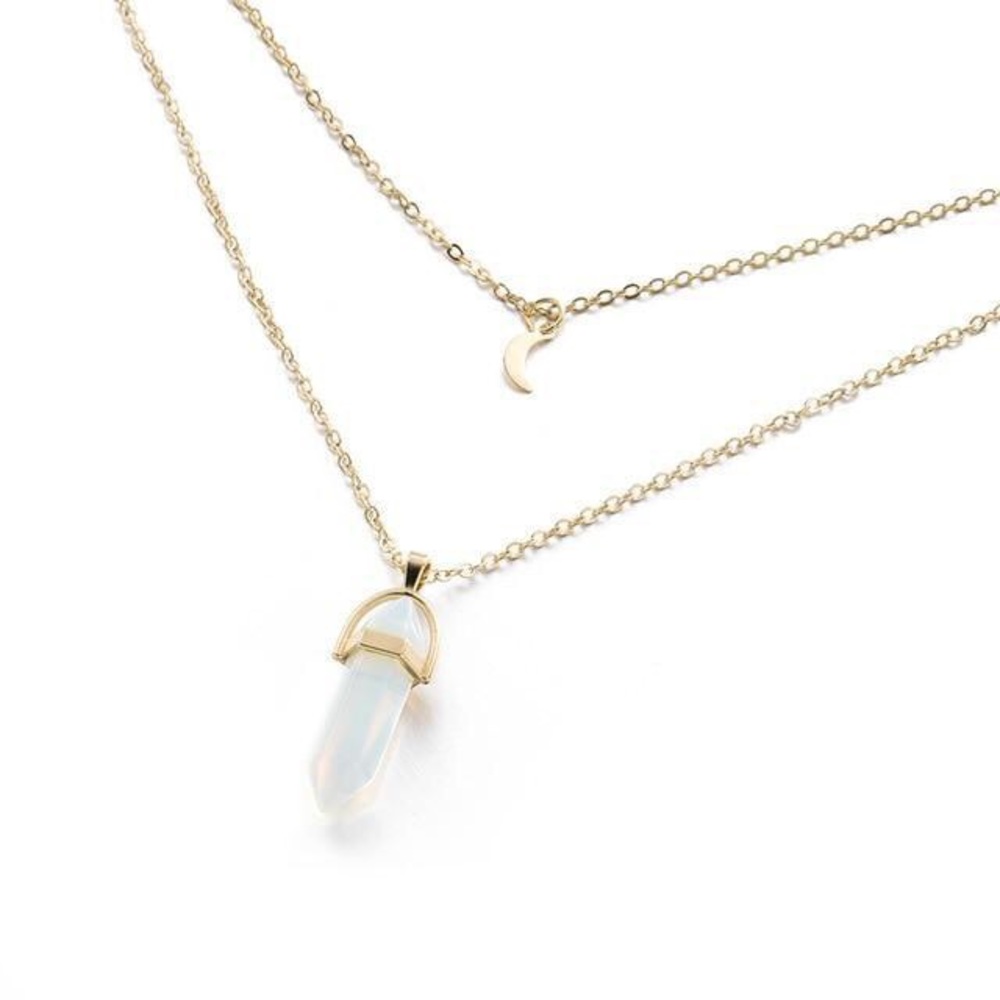 Double Layer Crystal Moon Choker Necklace - Picture 2 of 6